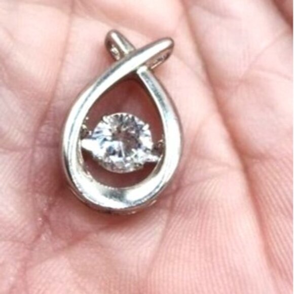Sterling Silver 925 Pendant With Floating Crystal - Picture 2 of 2